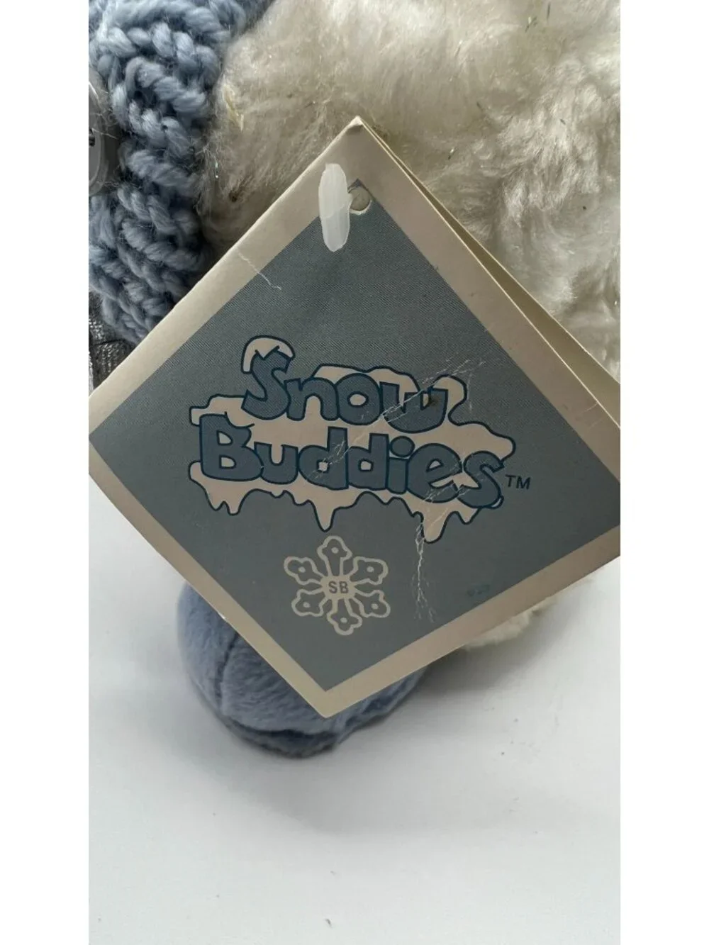 Snow Buddies Plush Snowman With Blue Hat Knit Scarf & Mittens Sparkling Accents